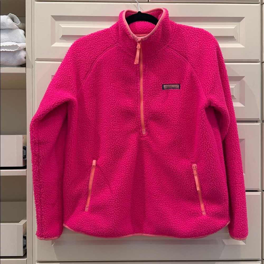 Vineyard Vines Bright Pink Fleece Pullover